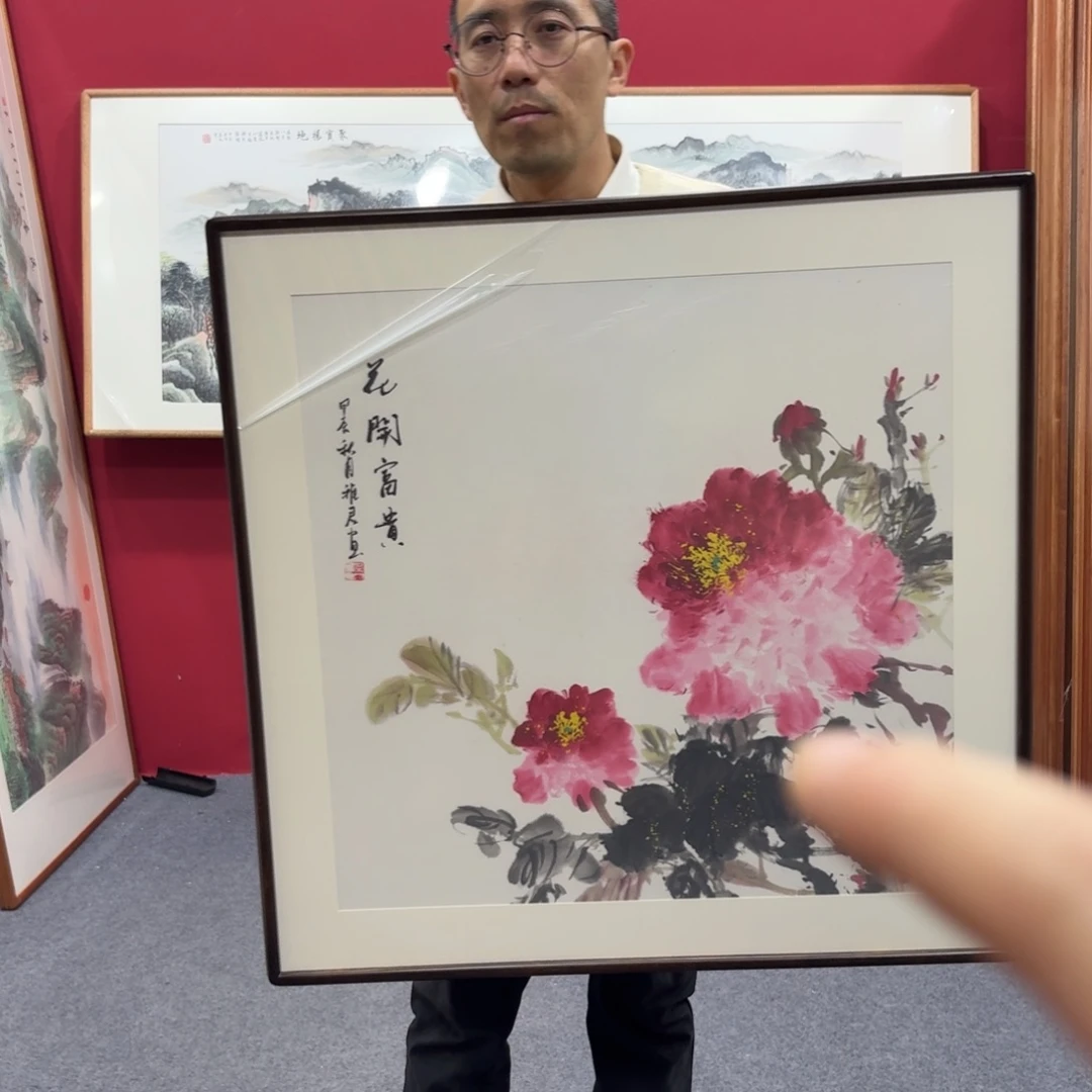 国画带框绘画80/80尺寸