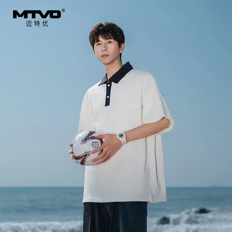 MTVO迈特优夏季新款POLO纯棉短袖T恤男士休闲百搭日系潮流半袖563