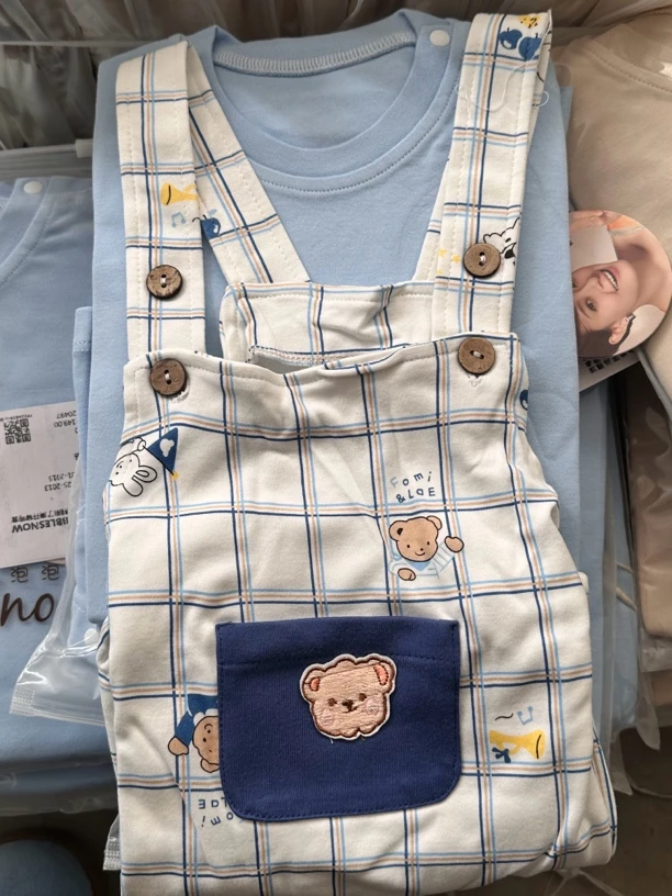 泡泡家小熊来了肩开背带裤