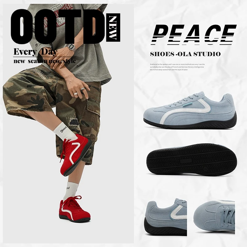 MAC JODN潮系带休闲拼色健步通用德训鞋低帮三色运动鞋小众赛车鞋