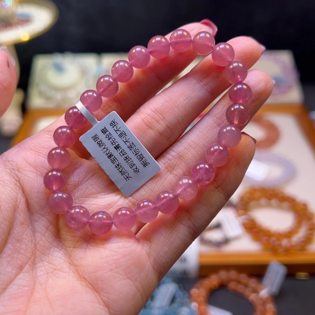 水晶手串未镶嵌秋**?7m收藏级紫马粉透体