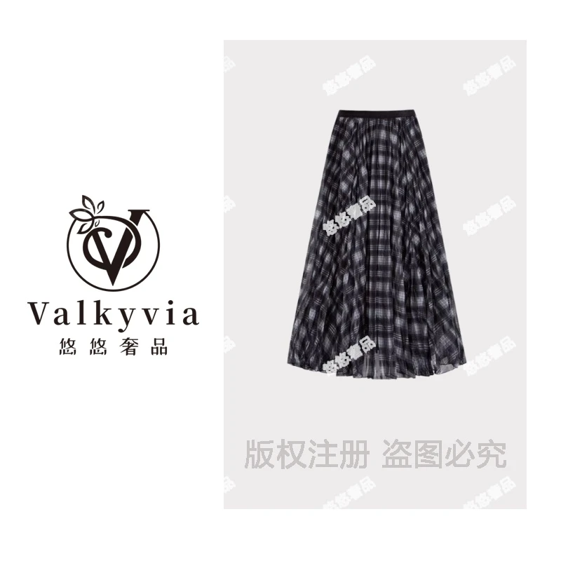 【Valkyvia/悠悠奢品】雪纺复古文艺风格纹大摆半身裙msl743