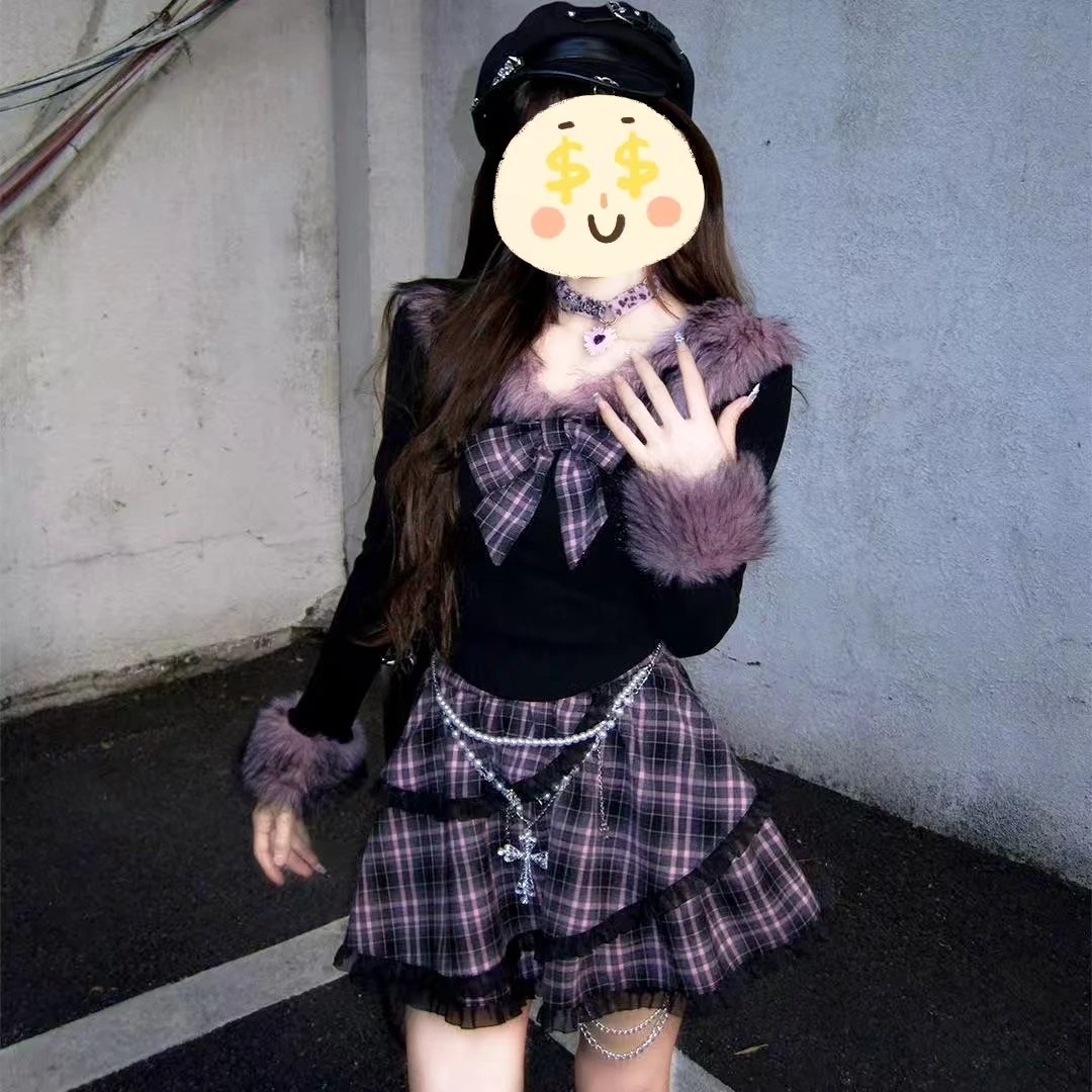 【莓果丝绒】  新款潮牌女装套装女冬学院风漂亮出片衣服【三件套】