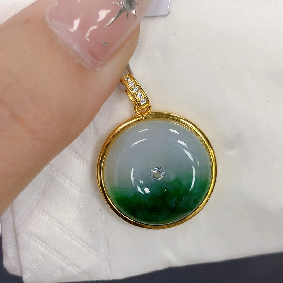 颈饰银S925镶嵌翡翠