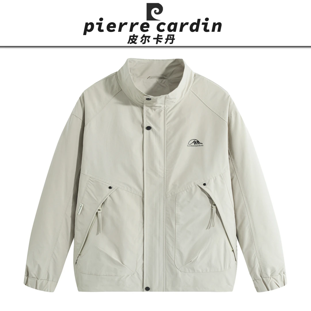 皮尔卡丹【官方】春秋季新款潮流立领休闲工装飞行员男夹克上衣外套