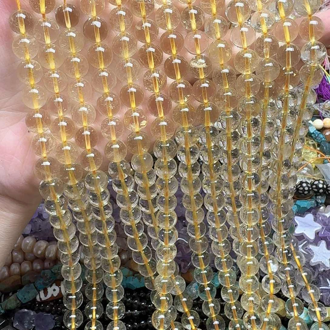 玛瑙/玉髓合金珠宝半成品一条10mm黄水晶