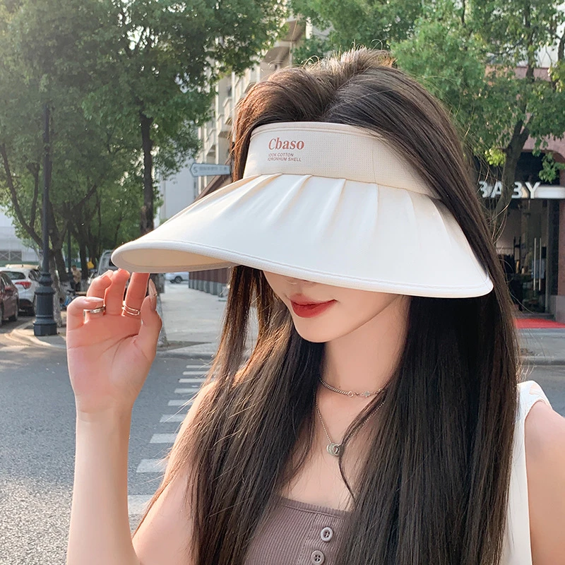 贝壳防晒帽女夏季大帽檐防紫外线空顶帽可折叠海边户外凉感太阳帽