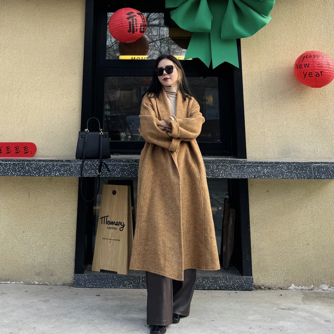 双面羊绒大衣女高级感2025秋冬新长款韩版毛呢子
