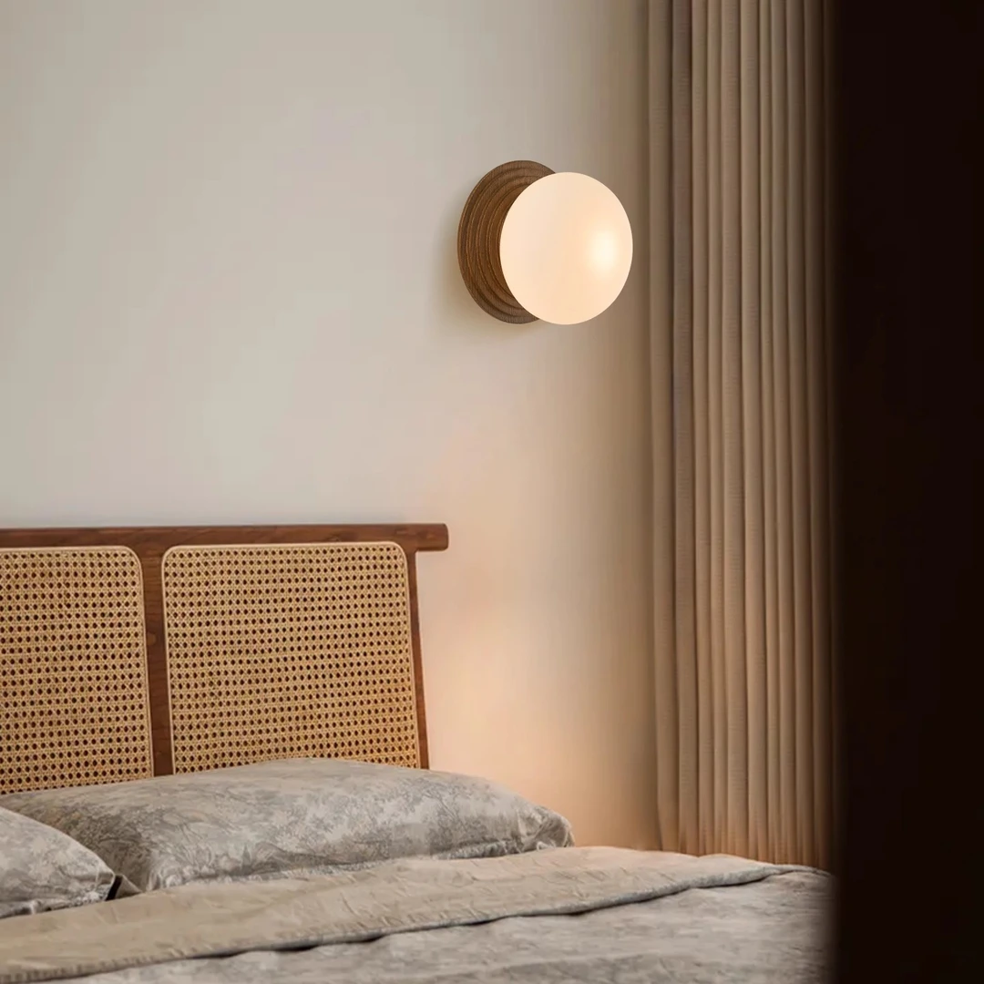 法式圆球壁灯卧室床头灯复古中古风日式客厅背景墙阳台过道墙壁灯