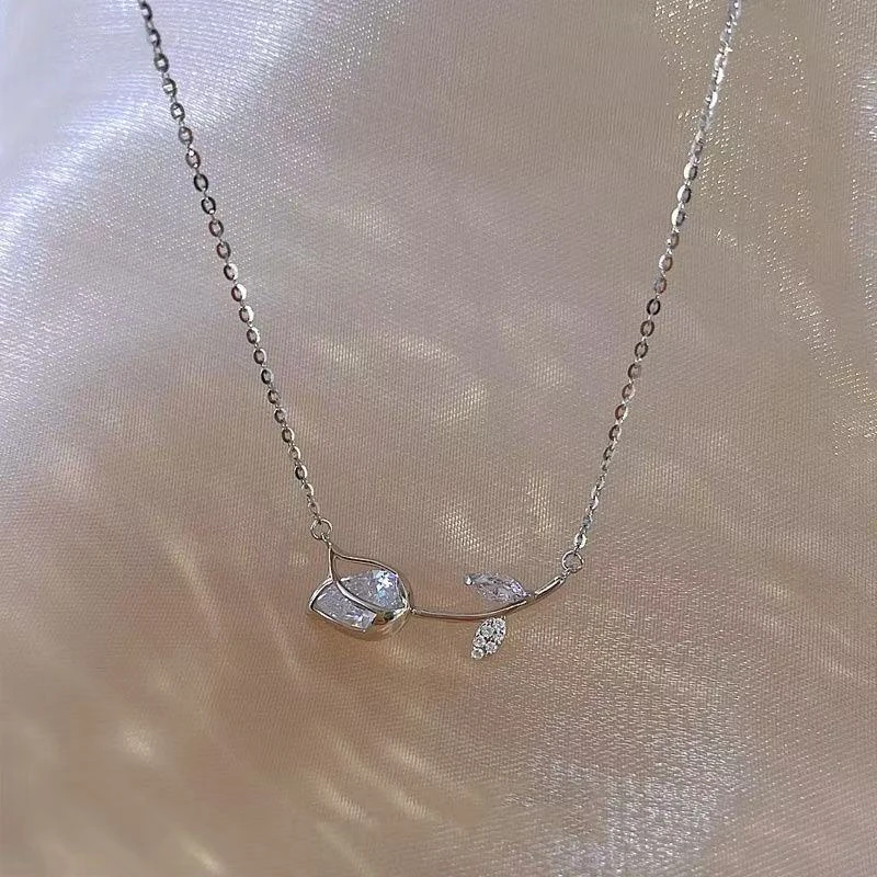 柯柒 钛钢项链 超闪郁金香项链女轻奢时尚气质小众高级设计锁骨链