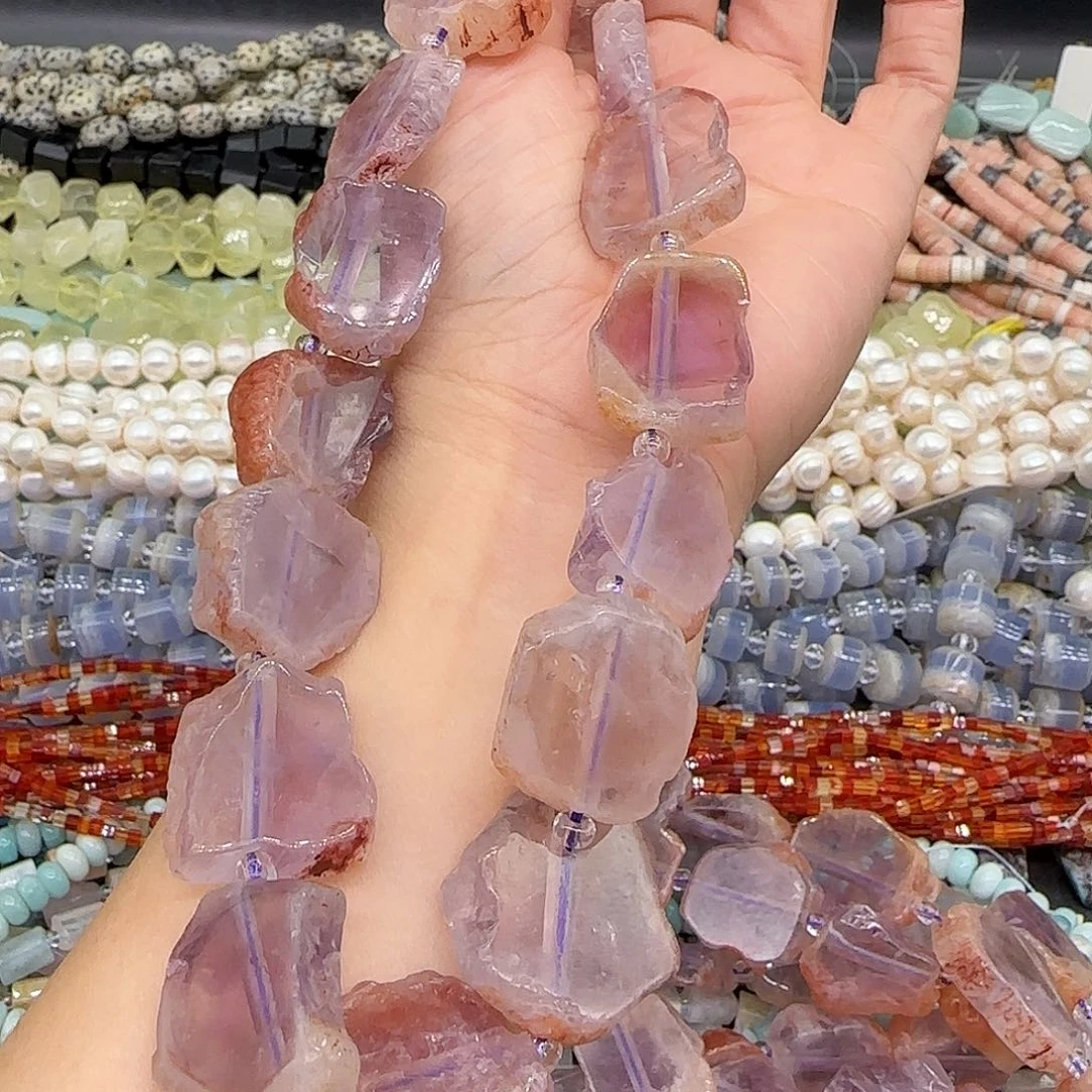 玛瑙/玉髓合金珠宝半成品紫幽灵原石牌子一条