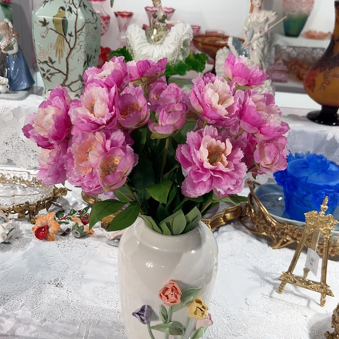陶瓷防真花天香牡丹一束四只