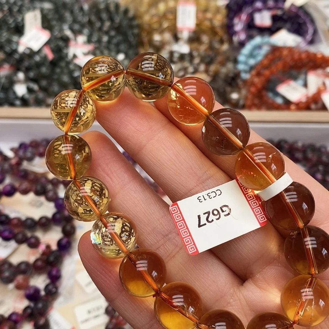 未镶嵌手链水晶G627 巴西暴力黄 12m+