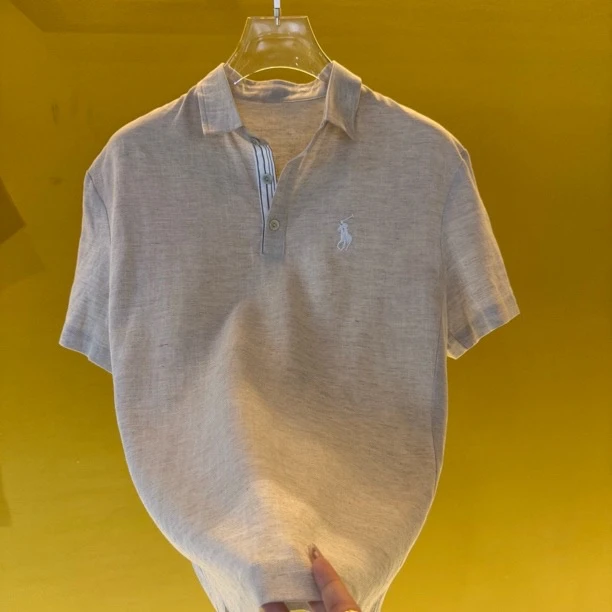 Umi亚麻纤维男女同款潮流设计师Polo短袖