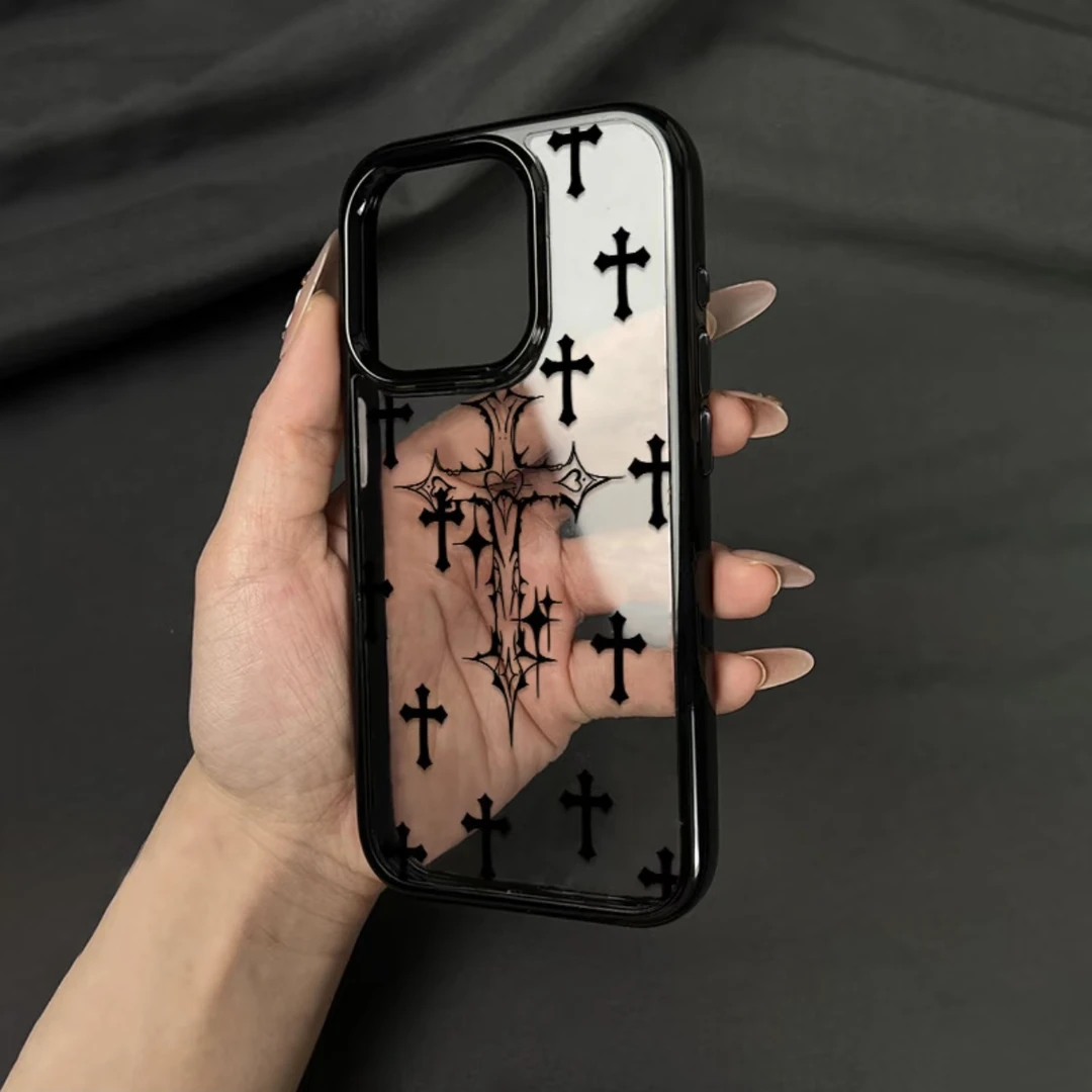 奥菲顿创意暗黑十字架适用iPhone16/15p亚克力13苹果12手机壳14套