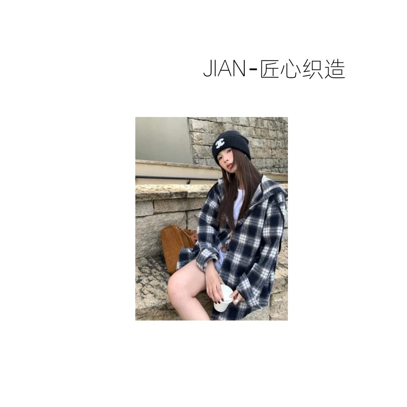 DINGPAI-[宽松休闲]25秋季新款潮流复古格子女外套FK-25629