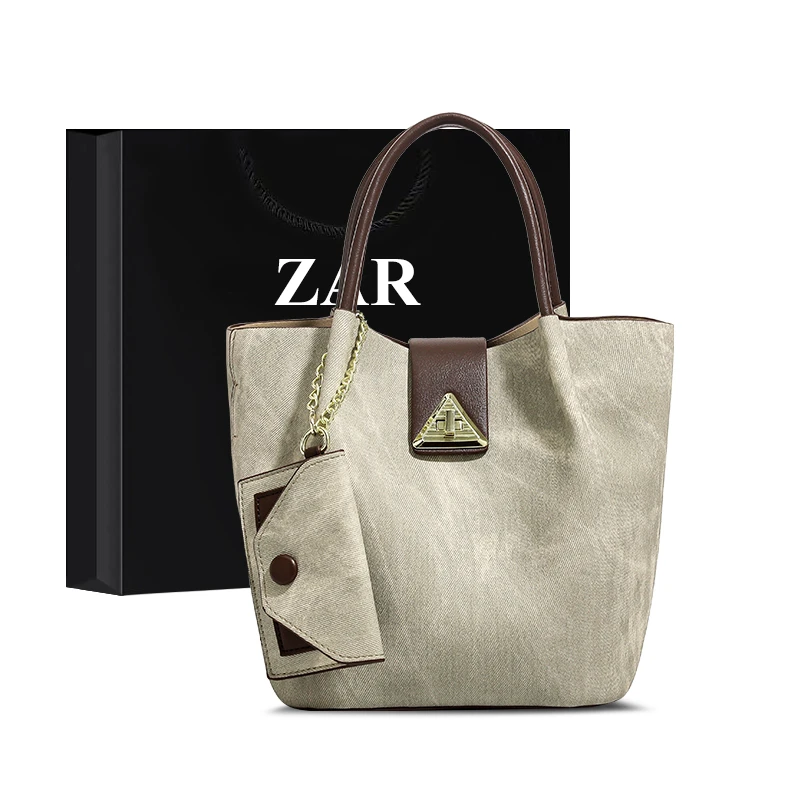 ZAR&RUILR/查瑞娜复古水桶包包女百搭大容量通勤手提子母包斜挎包