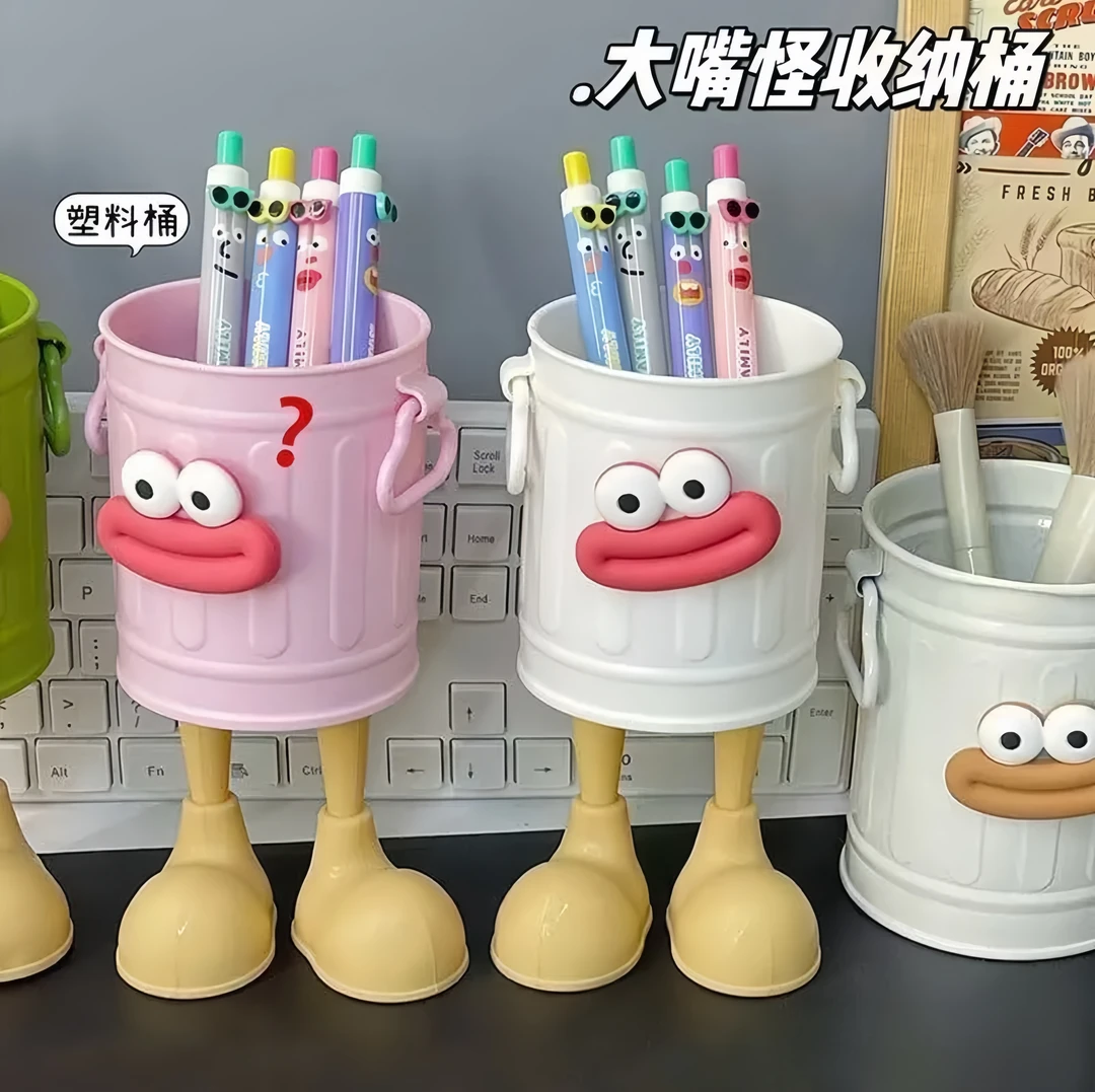 ins高颜值卡通搞怪个性笔筒学生桌面办公室大容量可爱复古收纳桶
