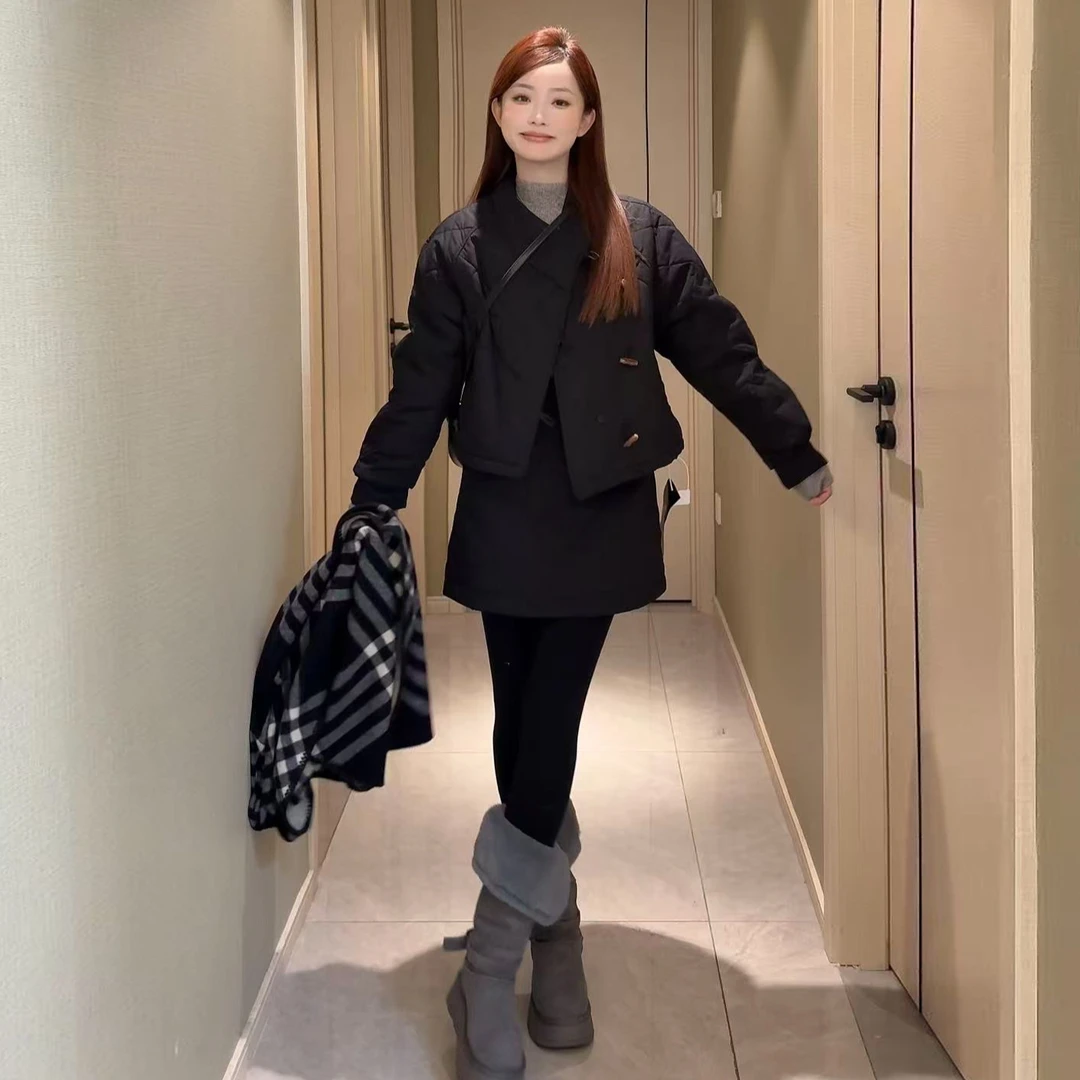 高级感小个子通勤套装2025新款法式大衣短裙加厚两件套装女秋冬季