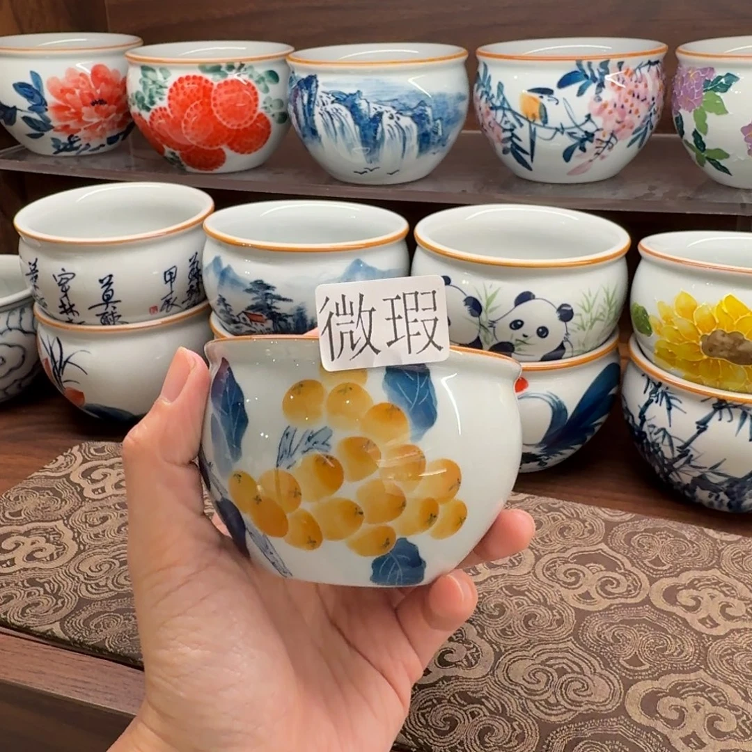 釉下手绘茶具微瑕
