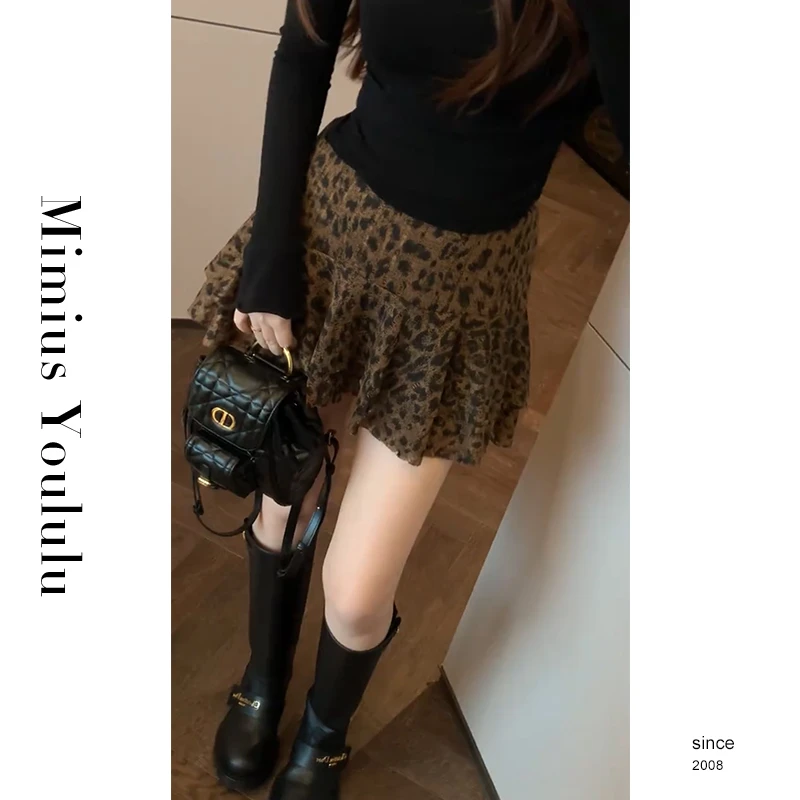 【mimius】游鹿鹿 性感小野马～复古豹纹蛋糕短半身裙裤 F10056