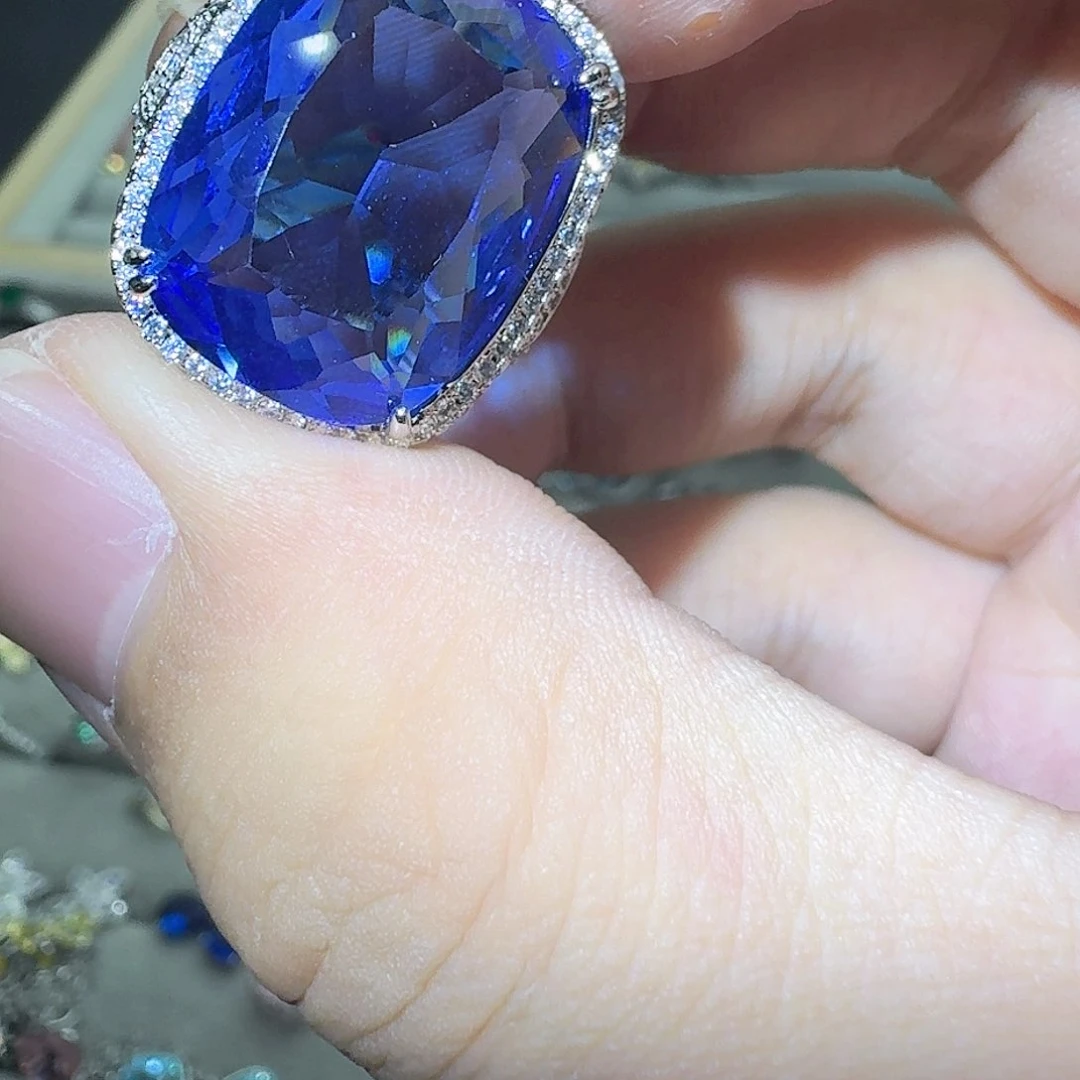 绿水晶戒指银S925镶嵌