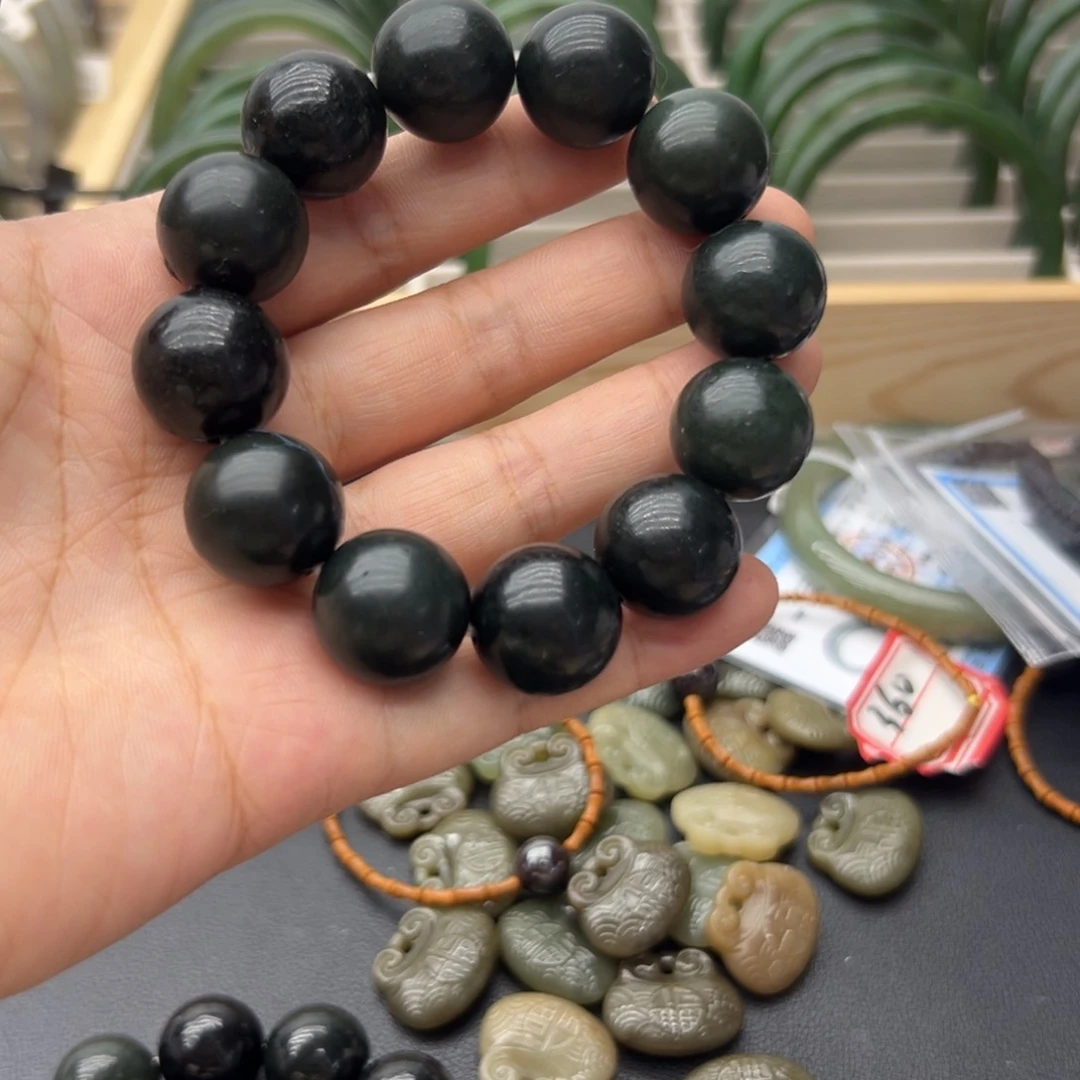 手链未镶嵌和田玉青玉卡18