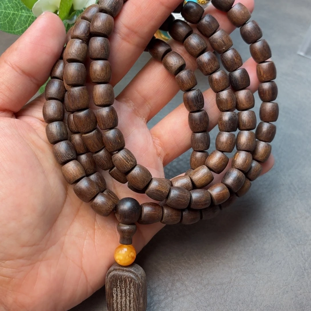 沉香碎屑沉香佛珠越南富森红土玉化沉水料0.8