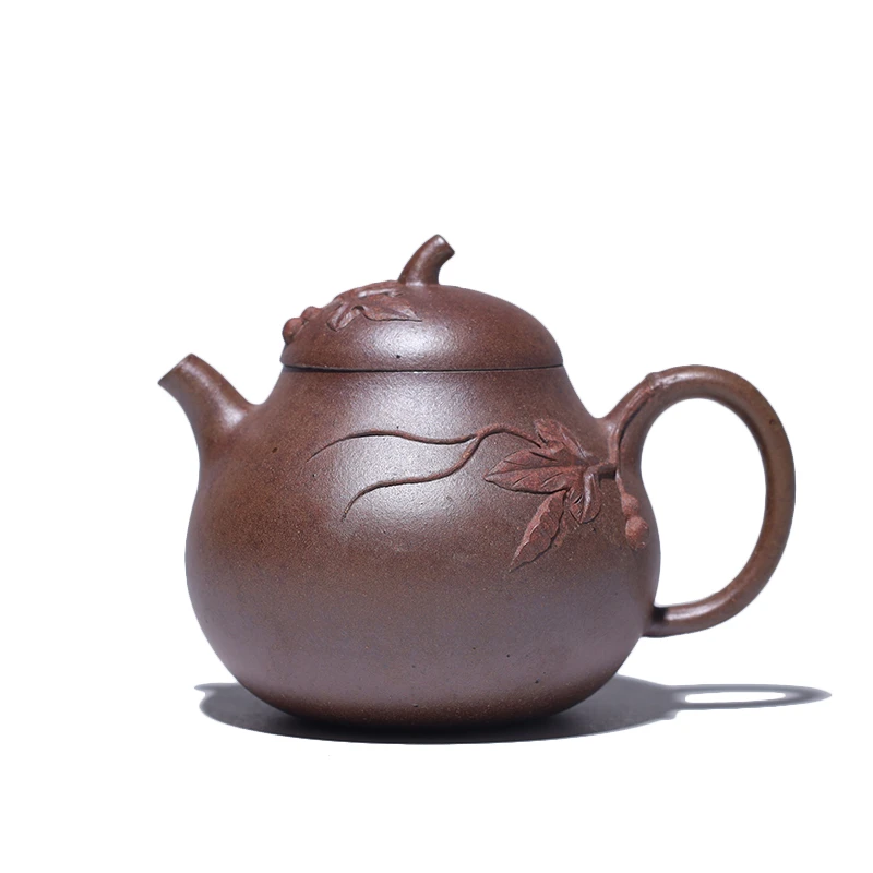 大吉羊柴烧 宜兴紫砂壶手工茶壶 原矿本山绿泥福禄茄段100ml庄杰