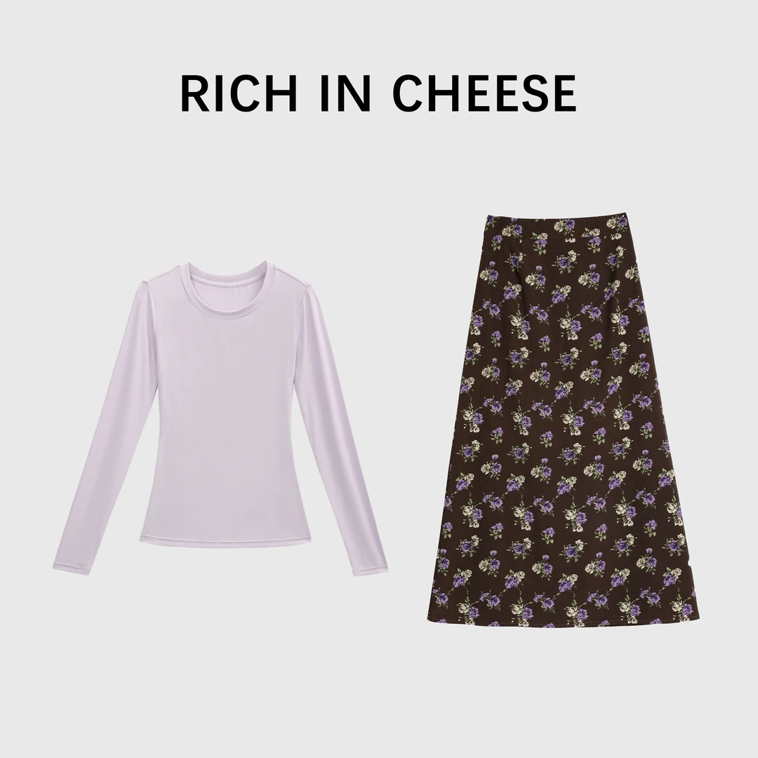 RICHINCHEESE 南法花园 韩系长袖休闲时尚百搭春季春夏碎花两件套