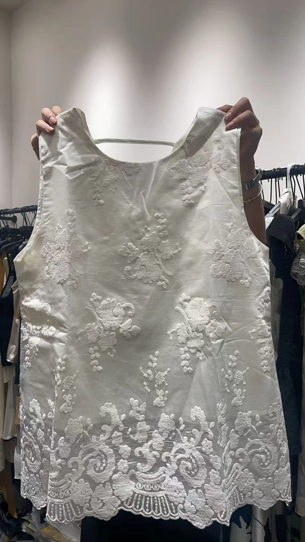 法式无袖马甲背心女夏季外穿慵懒风宽国风中式时尚提花01