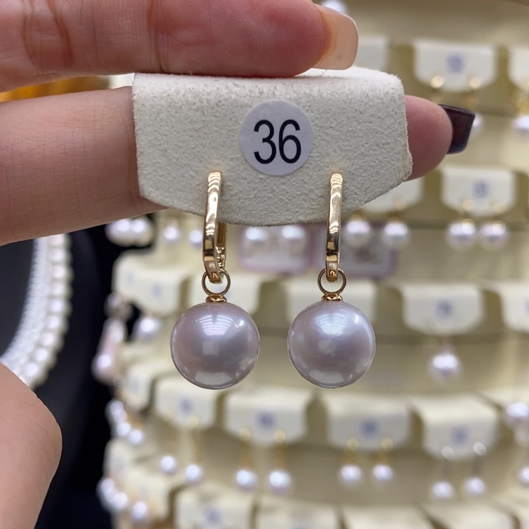 淡水珍珠银S925镶嵌耳饰