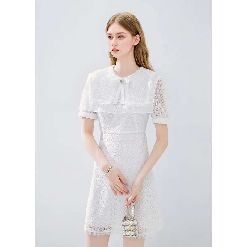 missCOCOON连衣裙夏装女娃娃领镂空连衣裙0361