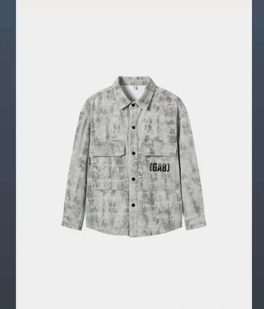 B-5003工装口袋时尚春秋潮流百搭宽松休闲痞帅男士牛仔夹克外套