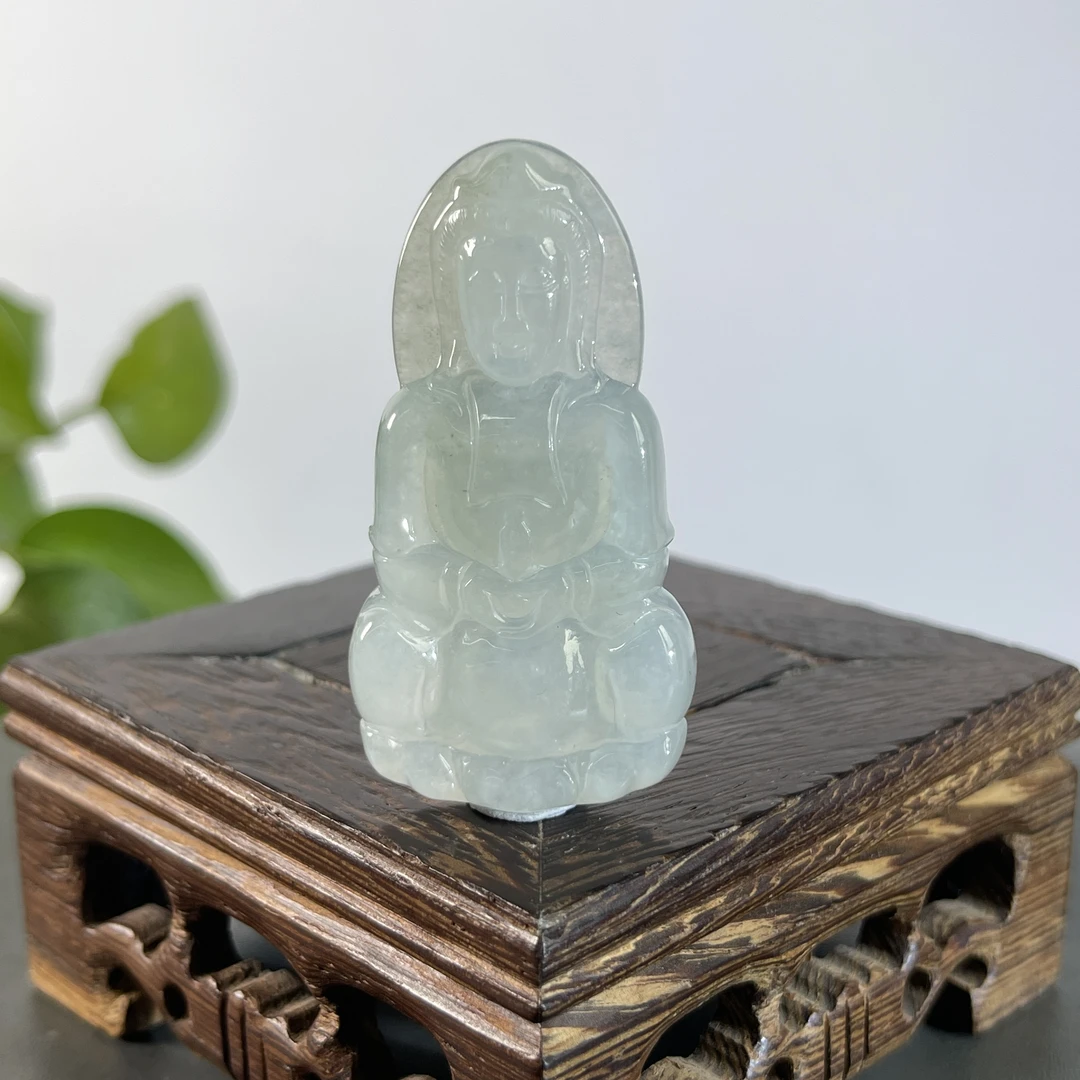 JGB21-61  天然缅甸A货翡翠  正装观音