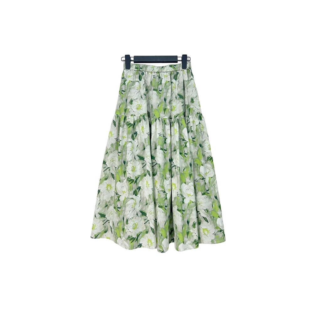 圣迪奥时尚高腰显瘦百搭女装休闲碎花拼接半裙S252Z1135