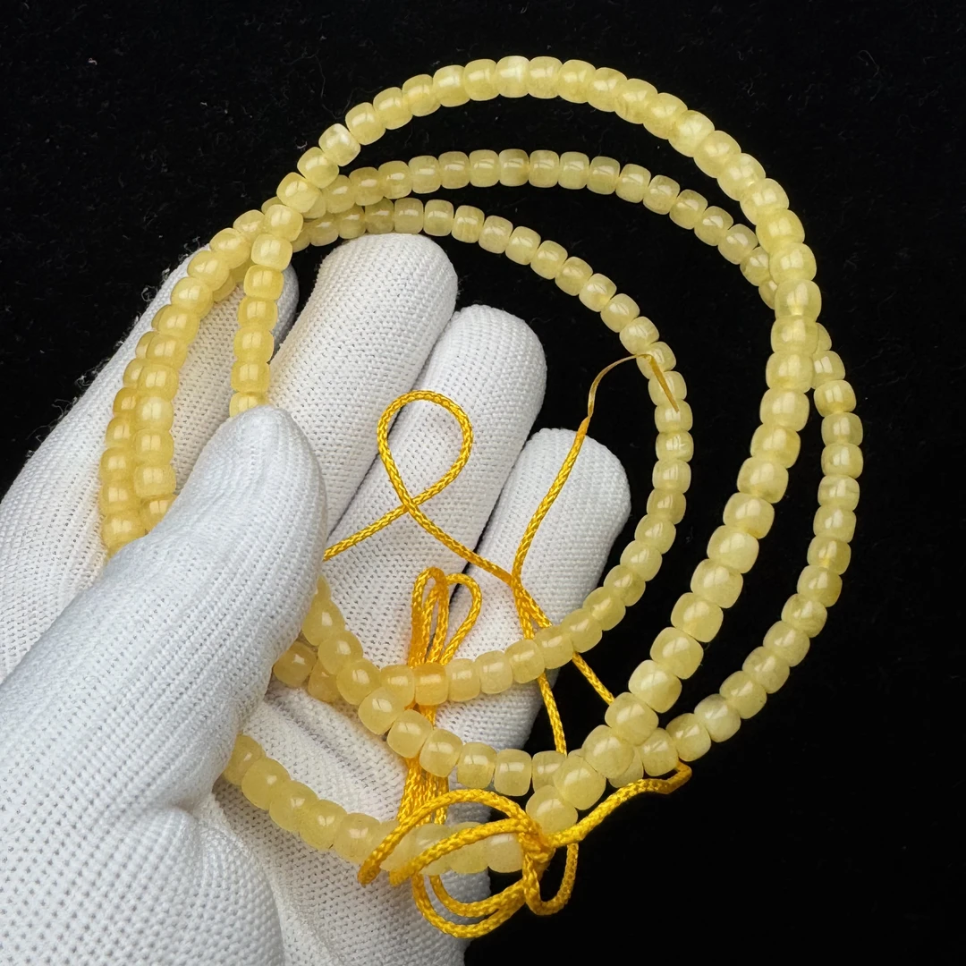 R2729天然俄料蜜蜡 108脖挂长串5x4mm克抖音基地质检发货