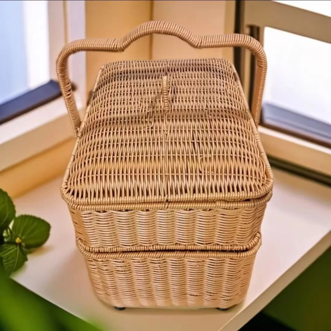 DL147方形拜拜蓝手工编织端午节装粽子礼盒加大加固零食水果