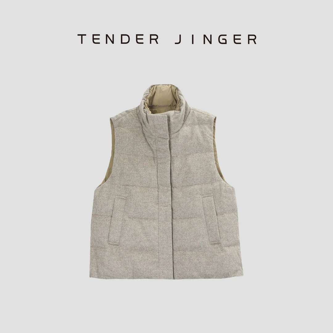 Tender Jinger【轻量随行】立领绵羊毛90白鹅绒背心马甲T54HOD41149