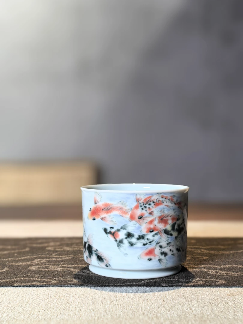 朱清釉下鲤鱼办公室杯王陶瓷茶杯品茗杯茶具主人杯麒麟杯泡茶喝茶