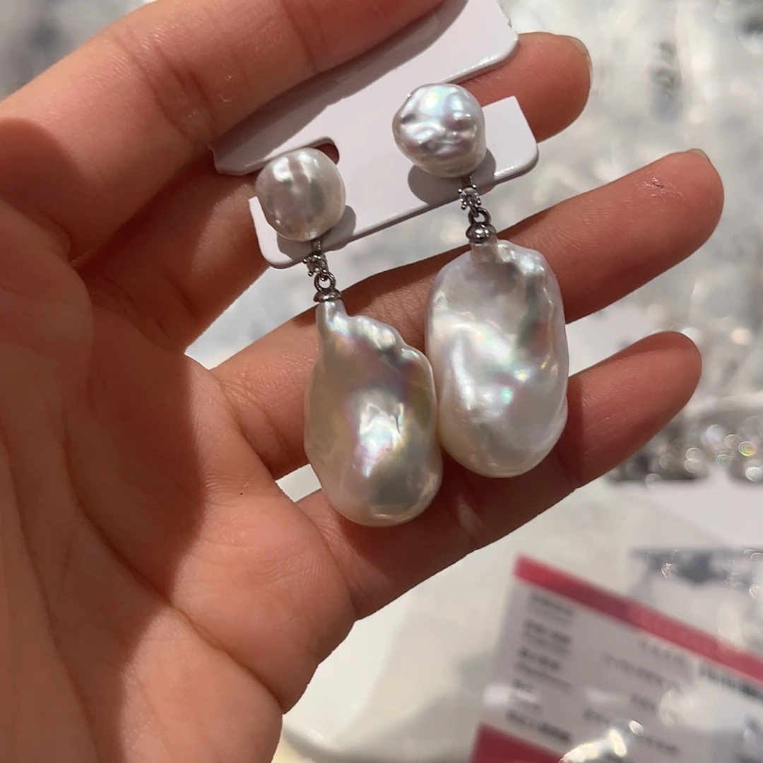 合金淡水珍珠耳饰