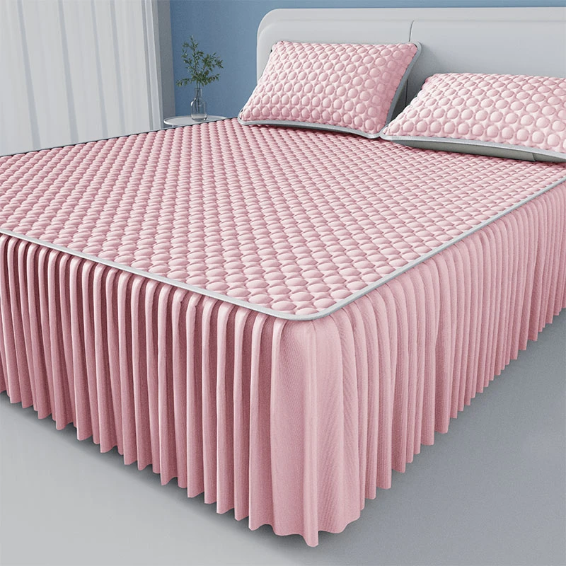 床裙款纯色乳胶席夏季A类冰丝凉席2025夏天床单垫可机洗空调席子