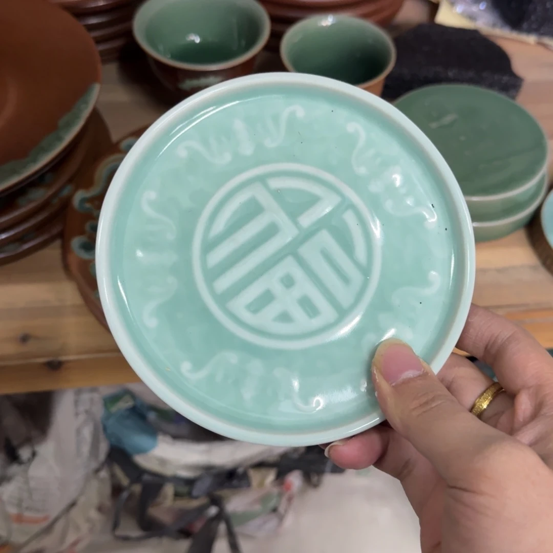 龙泉青瓷茶具微瑕6438