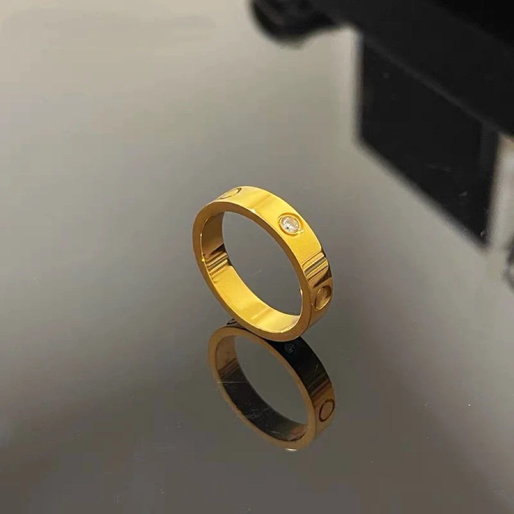 钛钢戒指 LOVE戒指金色348