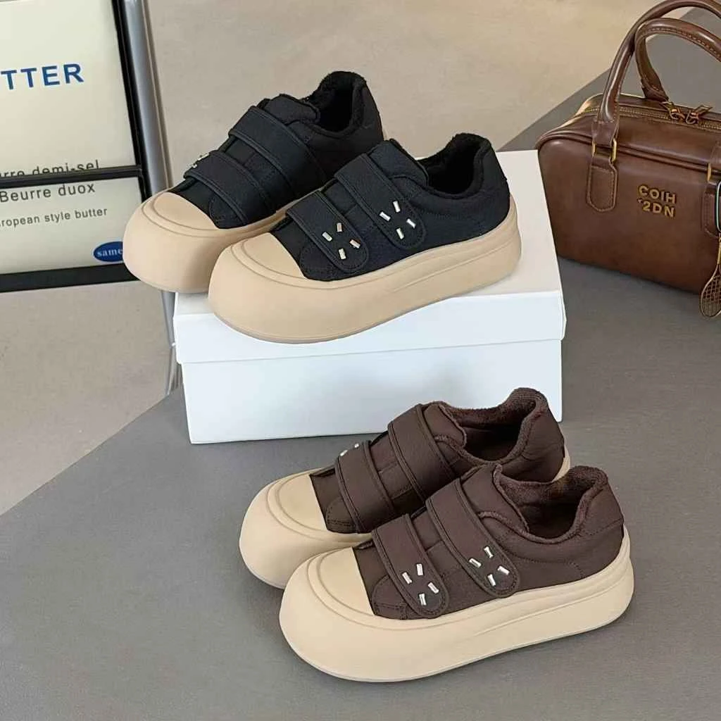 加绒舒适休闲板鞋厚底增高时尚休闲鞋子百搭女鞋2025秋冬新款1137