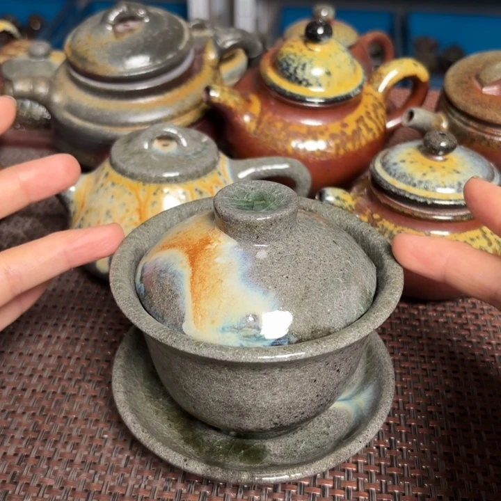 茶壶紫砂呵*开片盖碗