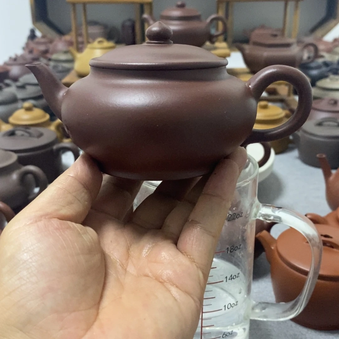 紫砂茶壶红皮龙扁樱