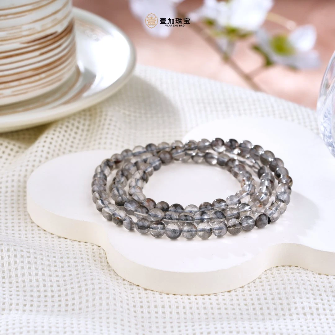 壹加田田|手工设计黑银钛水晶多圈多样性发一