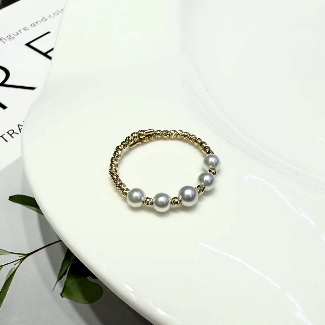 baby珠||海水Akoya*戒指（可调节）*18k金镶嵌【JD001-1】