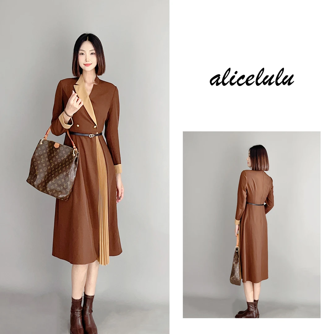 1 ALICE “翩翩之姿”连衣裙 优雅通勤 时髦百褶 S2140460W